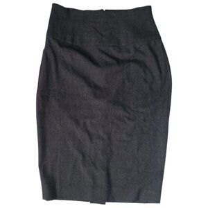 Newport News Gray High-Waisted Pencil knee-Length Skirt 6 Polyester Zipper Back